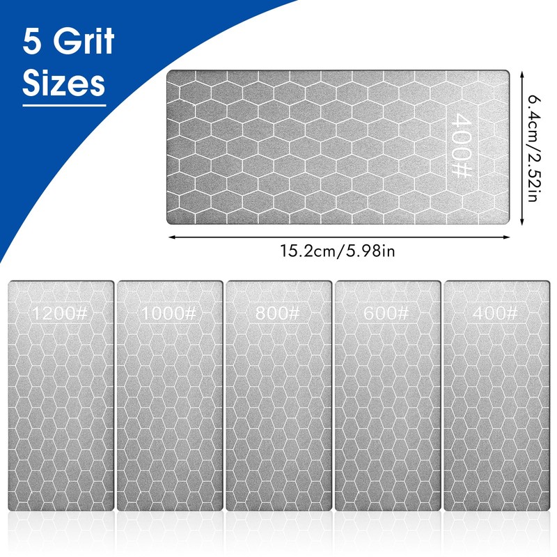 5 PCS Diamond Sharpening Stone, Double-Sided Sharpening Plate Honing Stones