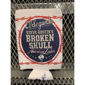 El Segundo Brewing Co Steve Austin's BROKEN SKULL American Lager Beer 16oz Koozie STONE COLD Wrestler