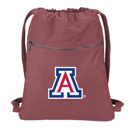 Broad Bay University of Arizona Drawstring Backpack 100% COTTON UA Wildcats Cinch Bag (Red)