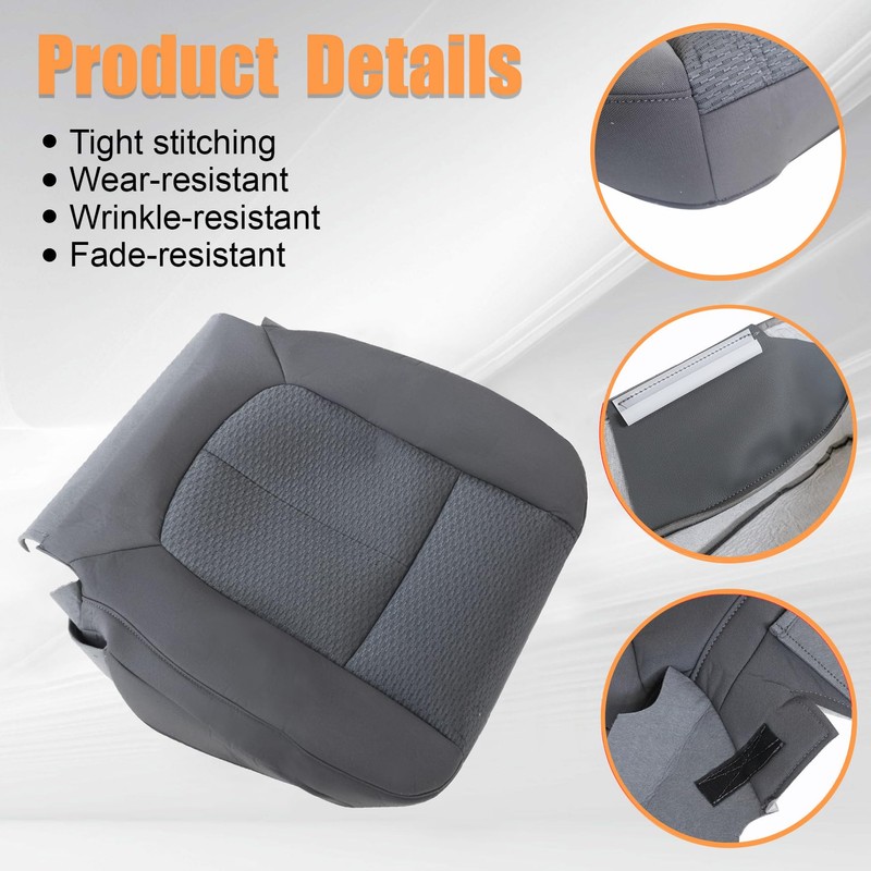 AOUTTUOA Driver Side Bottom Colth Replacement Seat Cover Steel Gary