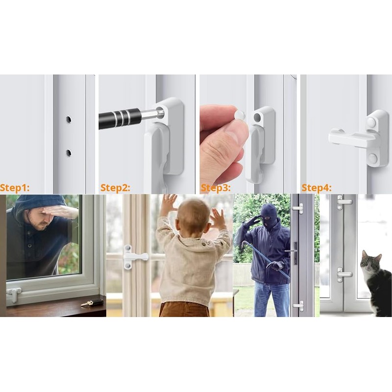 2PCS Sash Jammers Extra Security Locks White Sash Blocker Strong