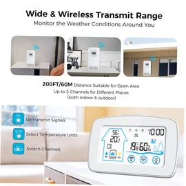 BESPORTBLE Indoor Digital Thermometer and Hygrometer Accurate Temperature and Humidity Monitor for Home Large LCD Display Lightweight Design Wireless Sensor