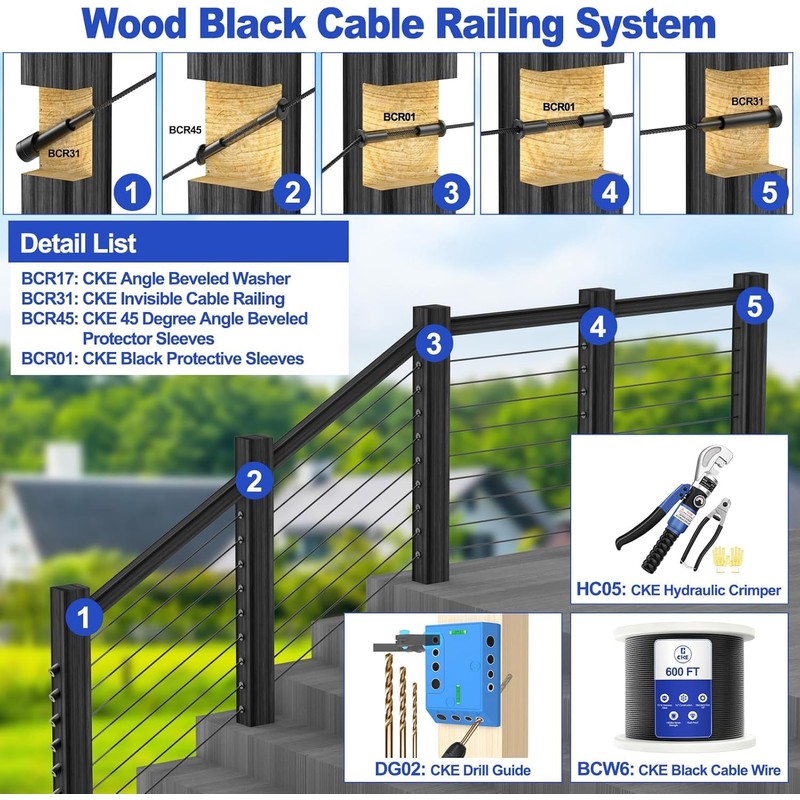 [Patent] CKE 20 PCS Black 45 Degree Angle Cable Railing