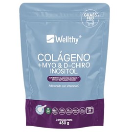 Wellthy Colageno Hidrolizado Myo Chiro Inositol 450g Ratio Azúcar Scoop Inlcuído Porciones Envase 100mg Vitamina Bottle Free