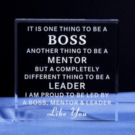 Leader Mentor Appreciation Gifts for Boss Day Gifts Acrylic Keepsake Boss Lady Gifts for Women Thank You Gifts for Men Retirement Gifts for Boss Male Christmas Office Desk Decorations Paperweight