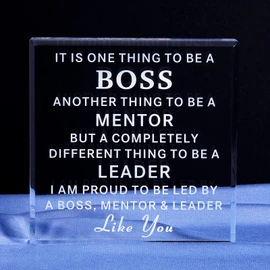 Leader Mentor Appreciation Gifts for Boss Day Gifts Acrylic Keepsake Boss Lady Gifts for Women Thank You Gifts for Men Retirement Gifts for Boss Male Christmas Office Desk Decorations Paperweight