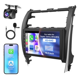 4G+64G Car Radio Stereo for Toyota Camry 2012 2013 2014, Wireless Carplay&Android Auto with Android 12 Support Bluetooth/GPS/WiFi/Back-up Camera/SWC/FM, 10.2 Inch IPS Touch Screen for Camry