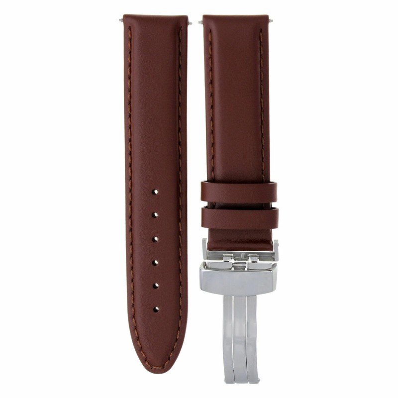 Ewatchparts 18-24mm Genuine Leather Watch Band Strap Smooth With Deployment
