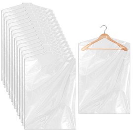 Ohuimrt 30 Pack Garment Bags for Hanging Clothes, Clear Plastic Dry Cleaning Bags Clothes Covers for Storage Suits, Shirts, Coats, 35.4 x 23.6 Inches