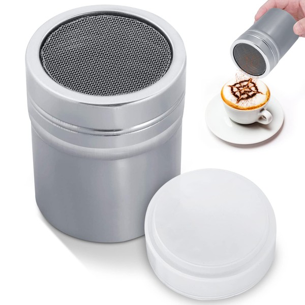 Stainless Steel Shaker, Icing Sugar Shaker with Keeping Lid for Chocolate, Icing Sugar, Sugar, Salt, Cocoa, Flour, Coffee (S)