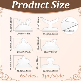 PH PandaHall 6 Styles Ocean Theme Cutting Board Template 6pcs Acrylic Charcuterie Board Handle Templates Woodworking Tracing Stencils Angled Stencils for Kitchen DIY Cutting Board, 5mm Thick