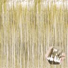 6 Pack Light Gold Foil Fringe Curtain Backdrop, 3.28Ft x