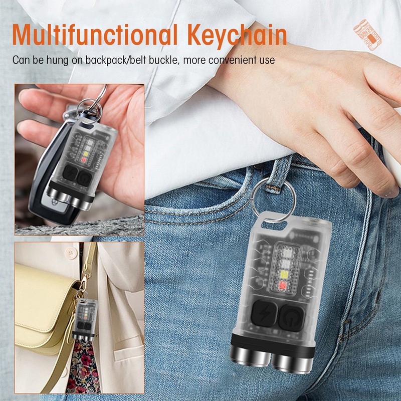 Keychain Flashlight 900LM White LED IP65 Waterproof Magnetic Tail Fluorescent