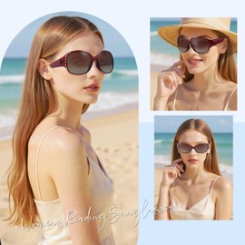 LookLux Reading Sunglasses 2.0 Womens, Oversized Rhinestone Bifocal Sunglasses for Women Trendy Reader Sunglass for Women