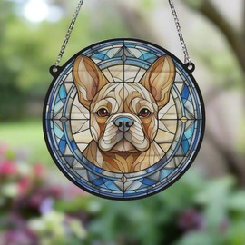 Image Industry French Bulldog Tan Stained Glass Effect Suncatcher - Garden Gift - Dog Gift - Pet Memorial (19cm)