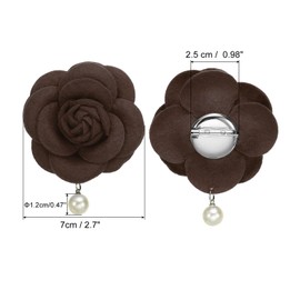 PATIKIL Camellia Flower Brooches, Vintage Fabric Flower Brooches Artificial Pearl Elegant Floral Pins for Women Hat Dress Shirt Tie Corsage, Brown