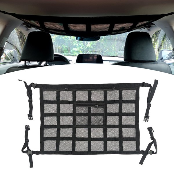 Slykew 1 PC Car Roof Storage Mesh Bag, 31.5" x