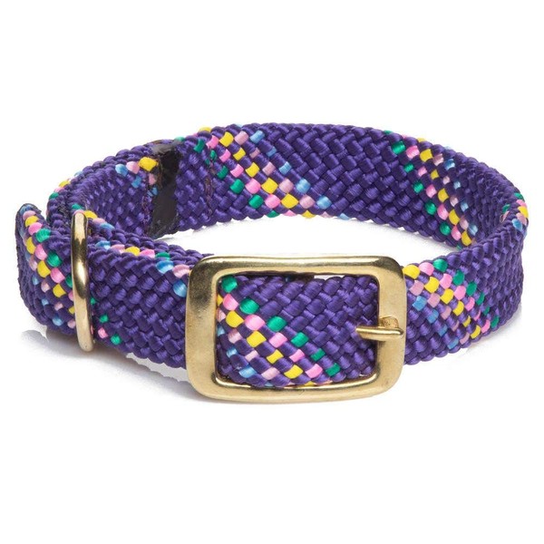 Mendota Pet Double Braid Collar - Brass - Dog Collar - Made in The USA - Purple Confetti , 1 in x 21 in Standard