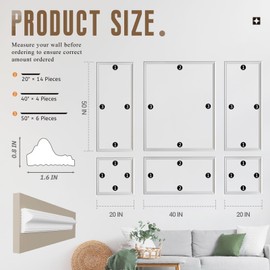 NOTASA Peel and Stick Wall Molding Kit, Accent Wall Panels for Interior Wall Decor with Double-Sided Tape, 3 Set Pre-Cut PS Wainscoting Panels (50 * 40 in)