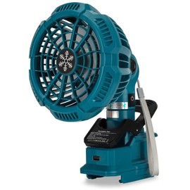 Akku Ventilator für Makita 18V Akkus, Tragbarer Camping Ventilator mit 3 Geschwindigkeiten, USB Anschluss, Clip On Tischventilator für Baustelle, Kinderwagen, Büro, Camping (Ohne Akku)