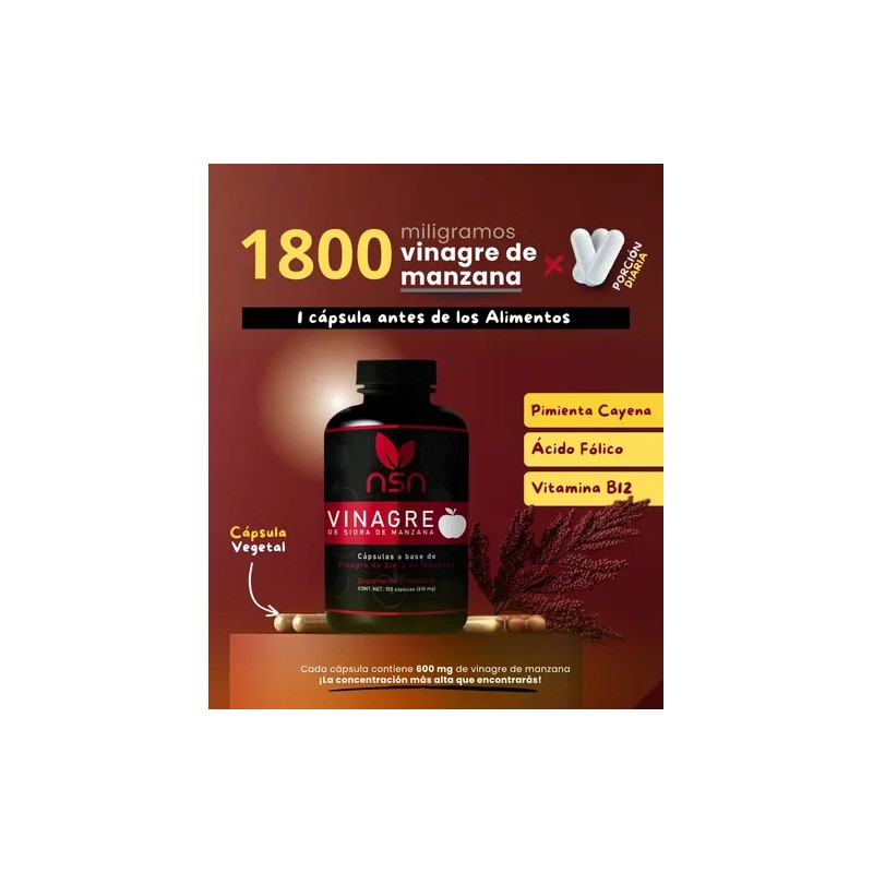 Nsn Vinagre De Sidra De Manzana | Vitamina B12, Ácido