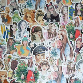 hanairo Flake Seals, Bulk Set of 100, Notebook, Diary, Album, Handmade Seal, Sticker, Stylish (Girl)