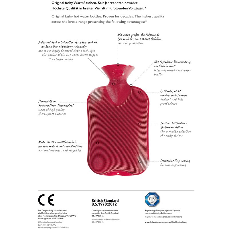 Fashy Single Ripped Hot Water Bottle Blue 2L