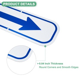 M METERXITY 2-Pack Blue Arrow Signs, 9.84 x 3.54 Aluminum Reflective One-way Arrow Sign for Outdoor Lawn Garden Ground Decorations, Street Sign [White/Blue]