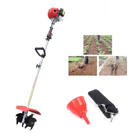 YUNLAIGOTOP 42.7CC 2-Stroke Handheld Tiller Cultivator, Gas Powered Engine Tilling Machine with Diaphragm Carburetor & Air-Cooled, Mini Weeding Tilling Tool for Weed Removal, Soil Cultivation