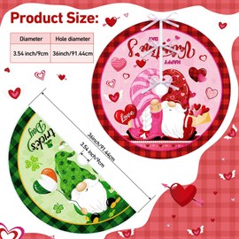 Blosssound Blosssound St. Patrick's Day Gnomes Tree Skirt Clover Shamrock 36 Inch Reversible Double Sided Valentine's Day Skirt Decorations Love Heart Gnome Tree Mat for Patrick Holiday Party Decor Home Supplies