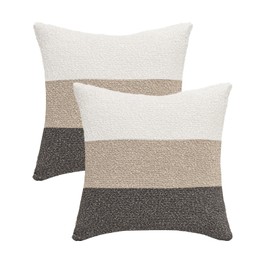Vfuty 20x20 Boucle Throw Pillow Covers Set of 2 Decorative Texture Pillow Cover Modern Neutral Sofa Pillow Cases for Couch Bed Living Room Home Decor,Cream/Khaki/Tauper Grey (Cover ONLY)