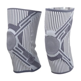 2 PCS Silicone Knee Pads Sports Knitted Kneepad Spring Support Knee Protector for Running Climbing Basketball Dark Grey L