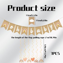 Baby Shower Decoration, 7-Piece Set with Baby Carrier and Hanging Decoration, Ideal for Gender Reveal Party, Baby Shower, Christening and Other Newborn Celebrations