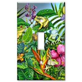Art Plates - Single Gang Toggle OVERSIZE Switch Plate/OVER SIZE Wall Plate - Frog Party