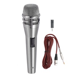 Microphone Wired Dynamic Cardioid Handheld Mic for Karaoke Singing Home Outdoor Stage SpeechSilver
