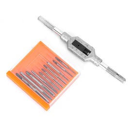 11PCS Mini Tap Wrench Set, High-Speed Steel Hand Screw Thread Tap Holder Set M1, M1.2, M1.4, M1.6, M1.7, M1.8, M2, M2.5, M3, M3.5(11PC Mini Tap Set)