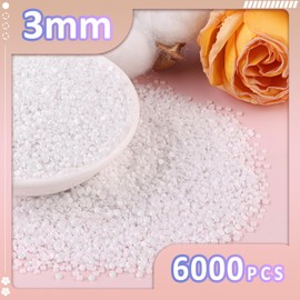 6000Pcs 3mm Resin Jelly Rhinestones with 1Pcs 10ml B7000 Jewelry Glue for Crafting, White Flatback Gems, Bedazzling Crystal Bulk for DIY Crafts Clothing Tumblers Shoes Nail Art Fabric
