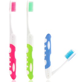 Travel Toothbrush, Portable Travel Toothbrush Set, 3Pcs Mini Toothbrushes, Medium Soft Bristle, Small Folding Tooth Brush Travelling Size Toothbrush for Women Men Home Camping(Blue, Green, Pink)