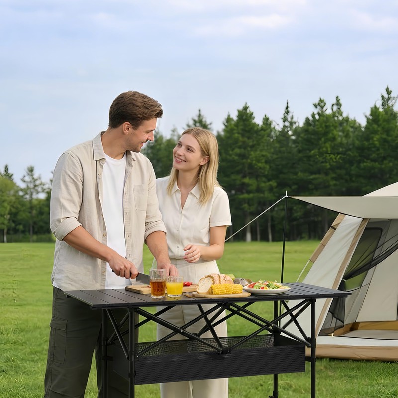 RootRise Camping Table Portable, Folding Roll-Up Picnic Table with Carry