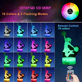 INTUPGD Cheerleader Night Light for Girls, 3D Light Lamp, 16 Colour Changing with Remote Control, Gifts Birthday Bedroom Decor Lamp (Cheerleader)