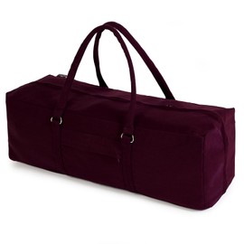 Yoga Studio YS/KitBag/SolidColours/Burgundy Yoga Kit, 71 x 23 x 18 cm, Cotton Yoga Mat Bag with Storage Pockets, YKK Zip Burgundy, 71 cm x 23 x 18 cm