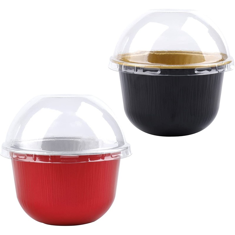 Hacaroa 100 Pcs Aluminum Foil Baking Cups with Dome Lids,