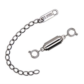 KARMAREY Necklace, Fastener, Stainless Steel, Magnetic Clasp, Hypoallergenic, Magnet, Chain, End Parts, Connection Hardware (Tube, Silver)