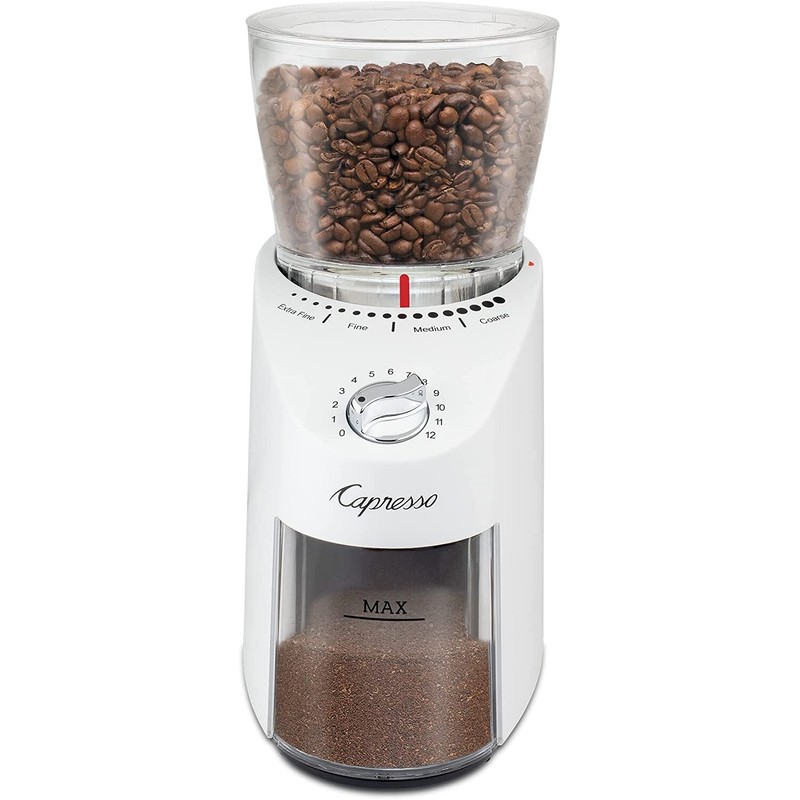 Capresso Infinity Plus Conical Burr Coffee Grinder - White
