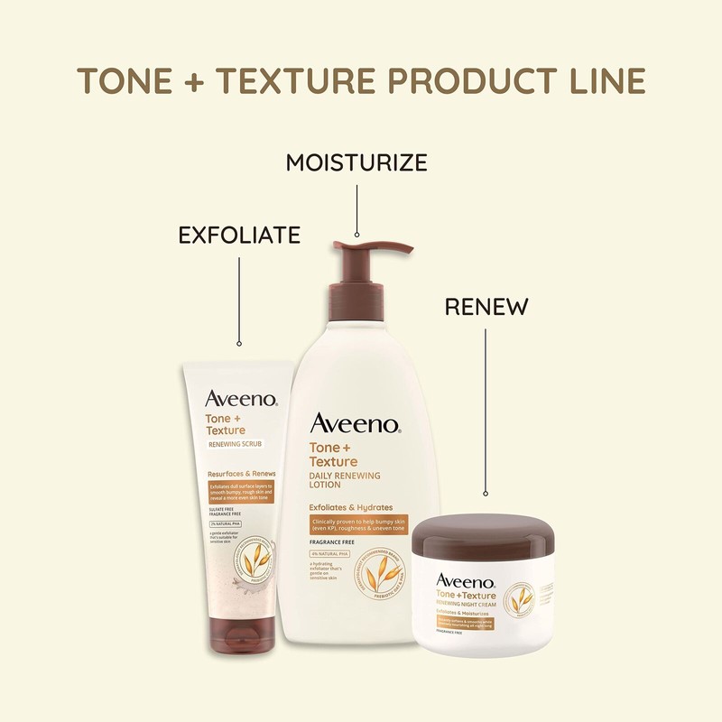 Aveeno Tone Texture Renewing Night Cream 8oz Exfoliating Moisturizer for