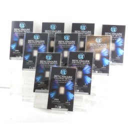 BENCHMARK SILVER BARS 999 FINE BULLION 10 PAK BLUE GREAT STOCKING STUFFERS 4c