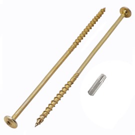 (Pack of 4) Galvanised Steel 8.0 x 240mm Yellow Wood Screws Torx Head Flat Head Wood Screws Partial Thread (4, 8.0 x 240mm)