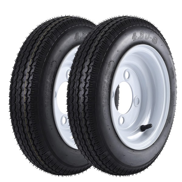 4.80-8 4.80x8 480-8 4.80-8 Trailer Tires with 8'' Rims, 4 Lug on 4'', Load Range C, 6PR