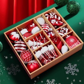 85ct Shatterproof Plastic Christmas Balls Set Colorful Xmas Decorative Baubles Tree Ornaments for Festive Decorcolor: Red and Gold Color
