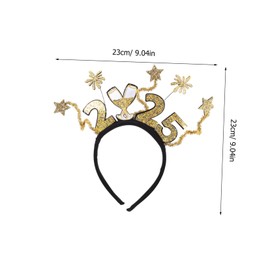 OATIPHO 2025 New Year Headband Hair Bands for Adults New Year Accessories New Years Headband Party Headbands Adults New Year Headpiece New Year Headwear New Year Hair Bands Plastic Golden